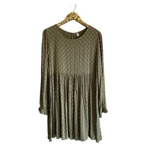 BP Nordstrom Print Long Sleeve Dress Olive Branch Daisy Dot